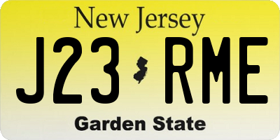 NJ license plate J23RME