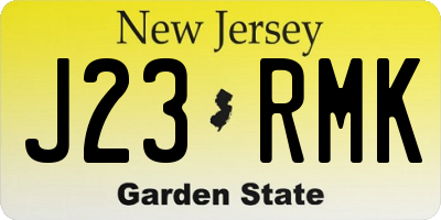 NJ license plate J23RMK