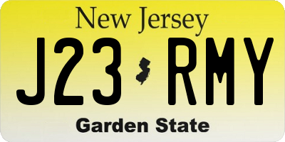 NJ license plate J23RMY