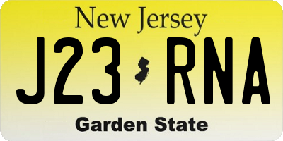 NJ license plate J23RNA