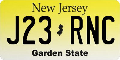 NJ license plate J23RNC