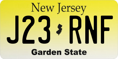 NJ license plate J23RNF