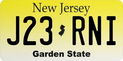 NJ license plate J23RNI