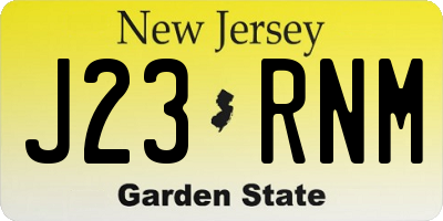 NJ license plate J23RNM