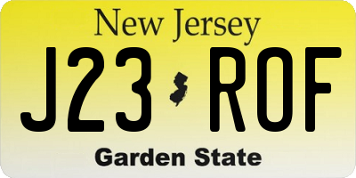 NJ license plate J23ROF