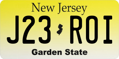 NJ license plate J23ROI