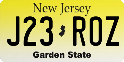 NJ license plate J23ROZ