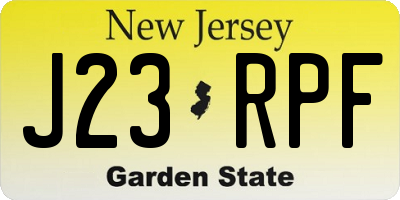 NJ license plate J23RPF