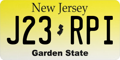 NJ license plate J23RPI