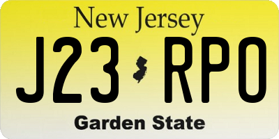 NJ license plate J23RPO