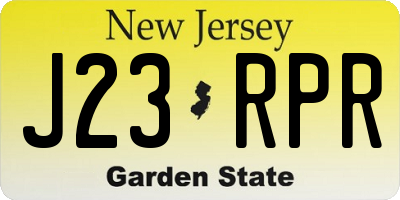 NJ license plate J23RPR