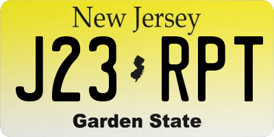 NJ license plate J23RPT