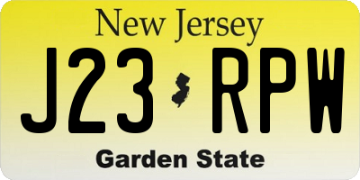NJ license plate J23RPW