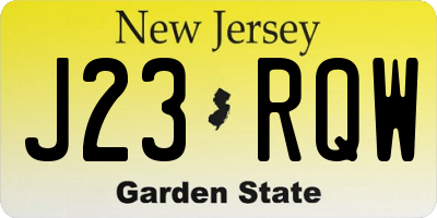 NJ license plate J23RQW