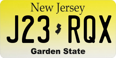 NJ license plate J23RQX