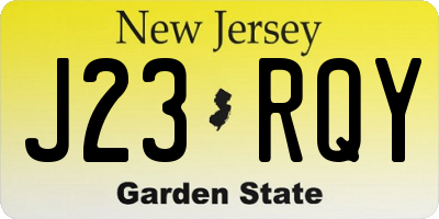 NJ license plate J23RQY