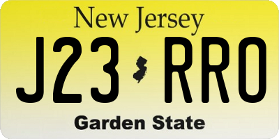 NJ license plate J23RRO