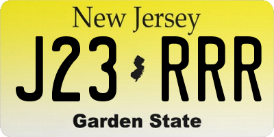 NJ license plate J23RRR