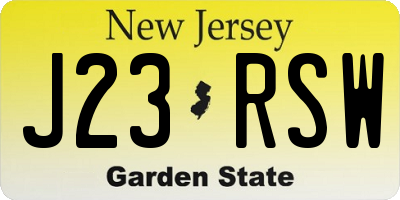 NJ license plate J23RSW