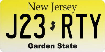 NJ license plate J23RTY