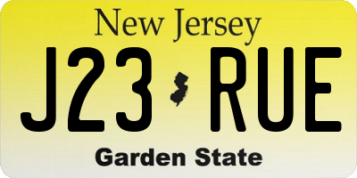 NJ license plate J23RUE
