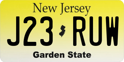 NJ license plate J23RUW