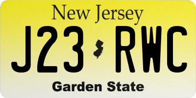 NJ license plate J23RWC