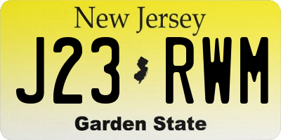 NJ license plate J23RWM