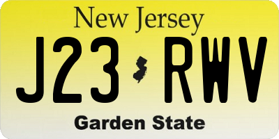 NJ license plate J23RWV