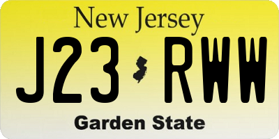 NJ license plate J23RWW