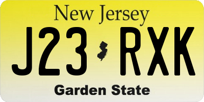 NJ license plate J23RXK