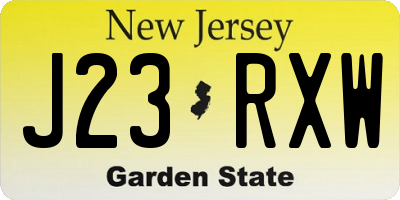 NJ license plate J23RXW