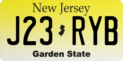 NJ license plate J23RYB