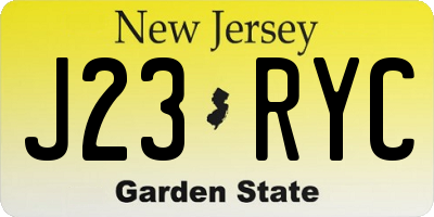 NJ license plate J23RYC