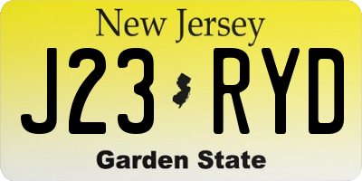 NJ license plate J23RYD