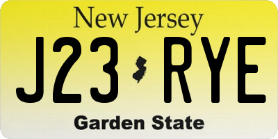 NJ license plate J23RYE