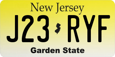 NJ license plate J23RYF