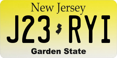 NJ license plate J23RYI