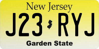 NJ license plate J23RYJ