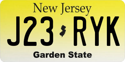 NJ license plate J23RYK
