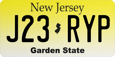 NJ license plate J23RYP