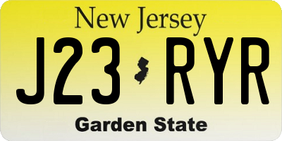 NJ license plate J23RYR
