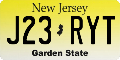 NJ license plate J23RYT
