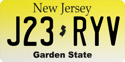 NJ license plate J23RYV