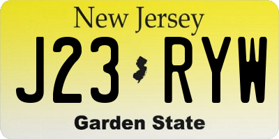 NJ license plate J23RYW