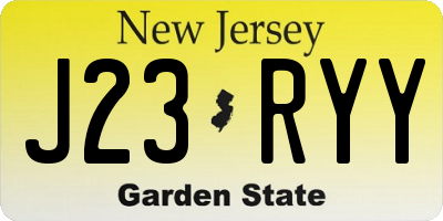 NJ license plate J23RYY