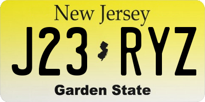 NJ license plate J23RYZ