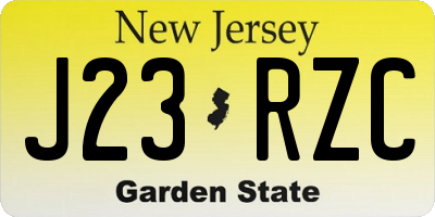 NJ license plate J23RZC