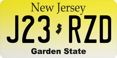 NJ license plate J23RZD