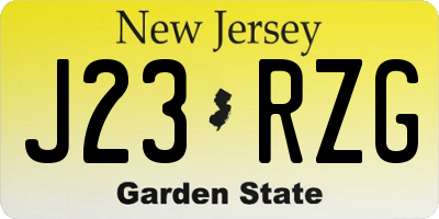 NJ license plate J23RZG